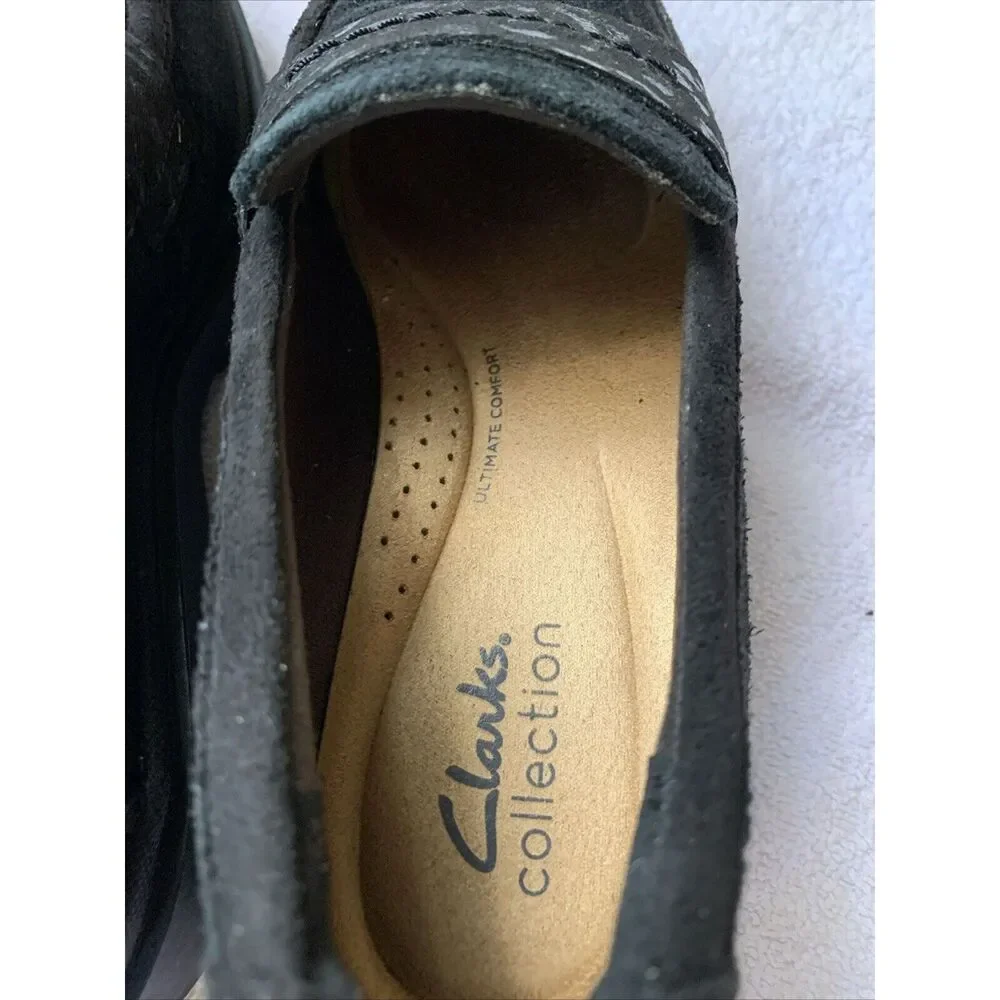 Clarks Calla Black Loafers Womens 7.5 New Slip Ons Comfort